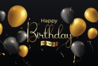 Happy birthday black and gold background with realistic 3d floating ...