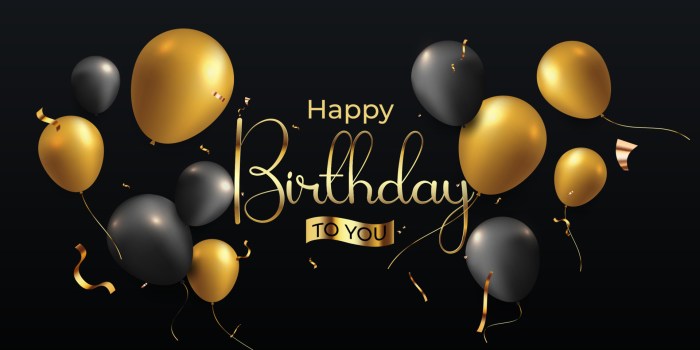 Happy birthday black and gold background with realistic 3d floating ...